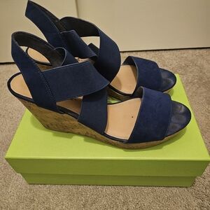 Elegant Navy Wedge Sandals